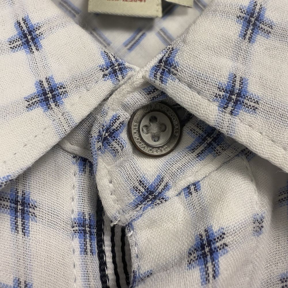 Carbon 2 Cobalt Mens Button‎ Down Shirt Large White Gauze Cotton Metal Buttons - Picture 3 of 9